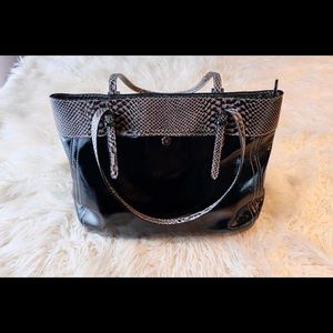 Eric Javits Destino Patent & Snake-Print Bag